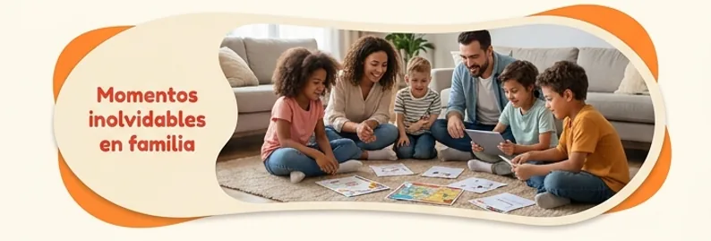 Momentos inolvidables en familia: papás y niños jugando un caso de detective en la sala